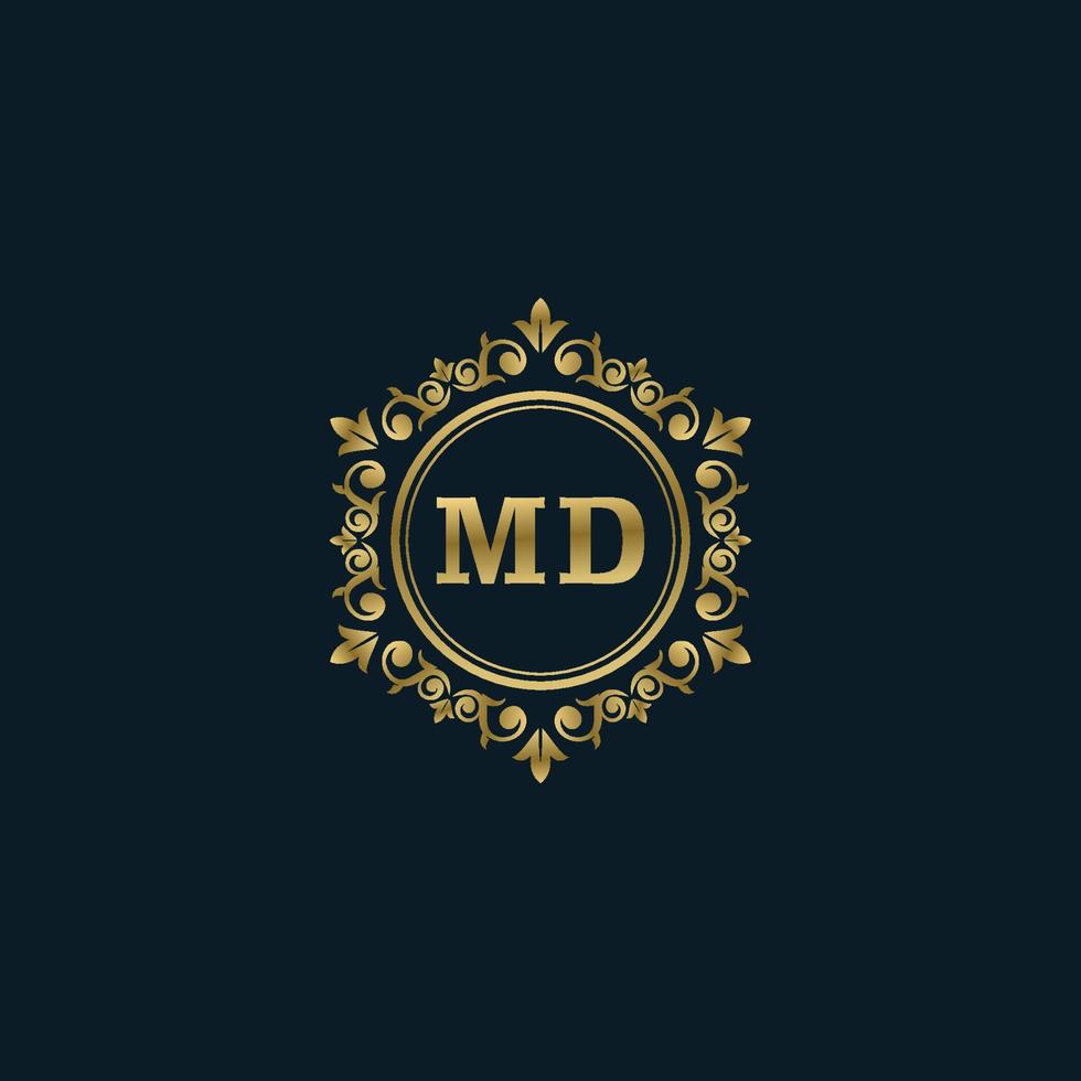 logotipo de letra md con plantilla de oro de lujo. plantilla de vector de logotipo de elegancia.