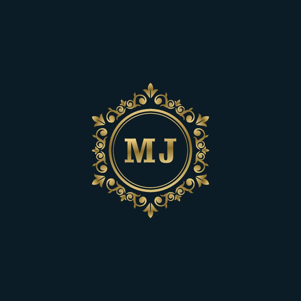 logotipo de la letra mj con plantilla de oro de lujo. plantilla de vector de logotipo de elegancia.