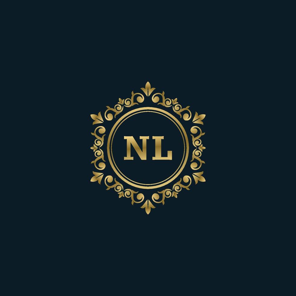 logotipo de letra nl con plantilla de oro de lujo. plantilla de vector de logotipo de elegancia.