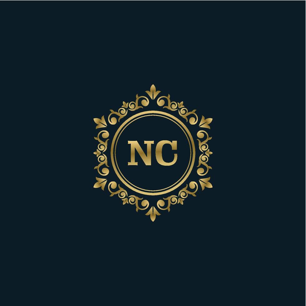 logotipo de letra nc con plantilla de oro de lujo. plantilla de vector de logotipo de elegancia.