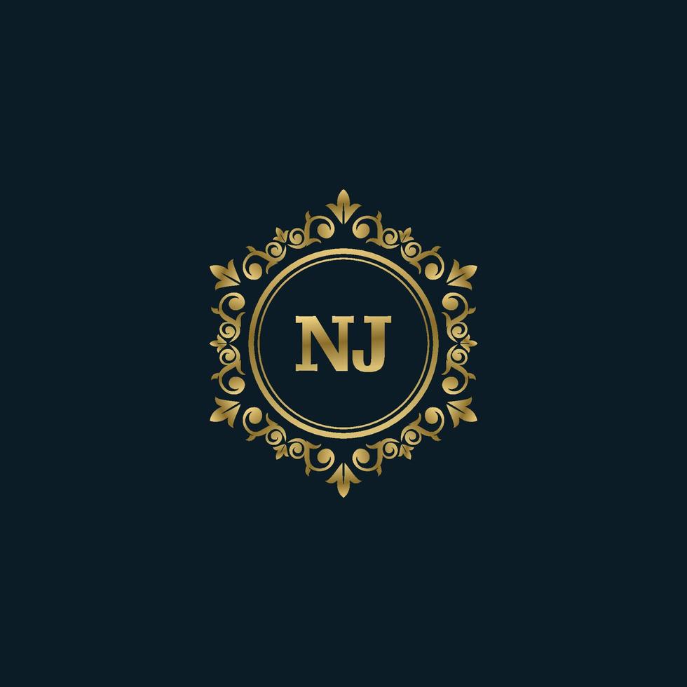 logotipo de la letra nj con plantilla de oro de lujo. plantilla de vector de logotipo de elegancia.