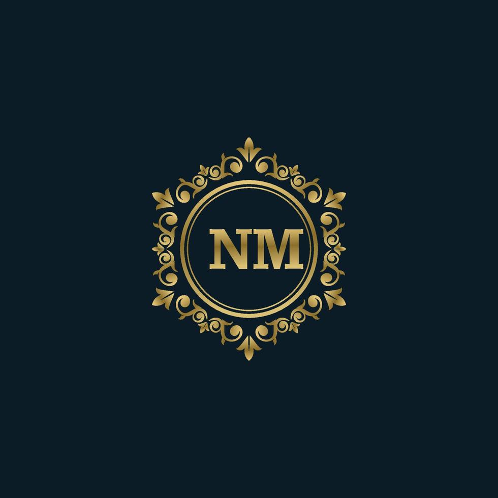 logotipo de la letra nm con plantilla de oro de lujo. plantilla de vector de logotipo de elegancia.