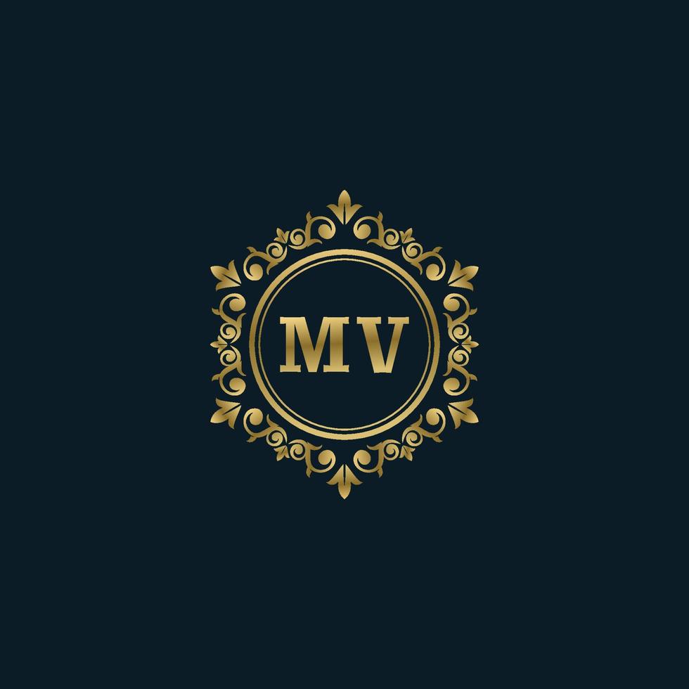 logotipo de letra mv con plantilla de oro de lujo. plantilla de vector de logotipo de elegancia.