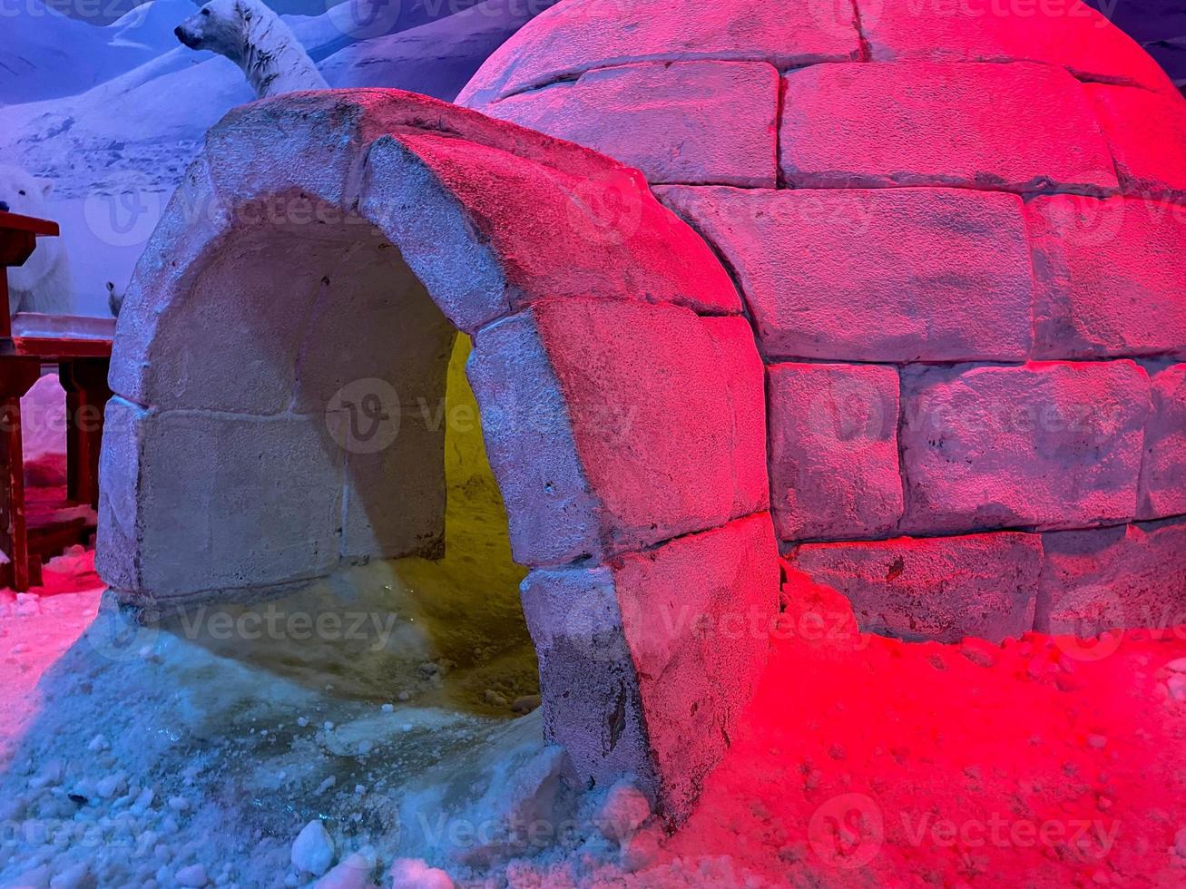 An igloo made of snow like a house photo