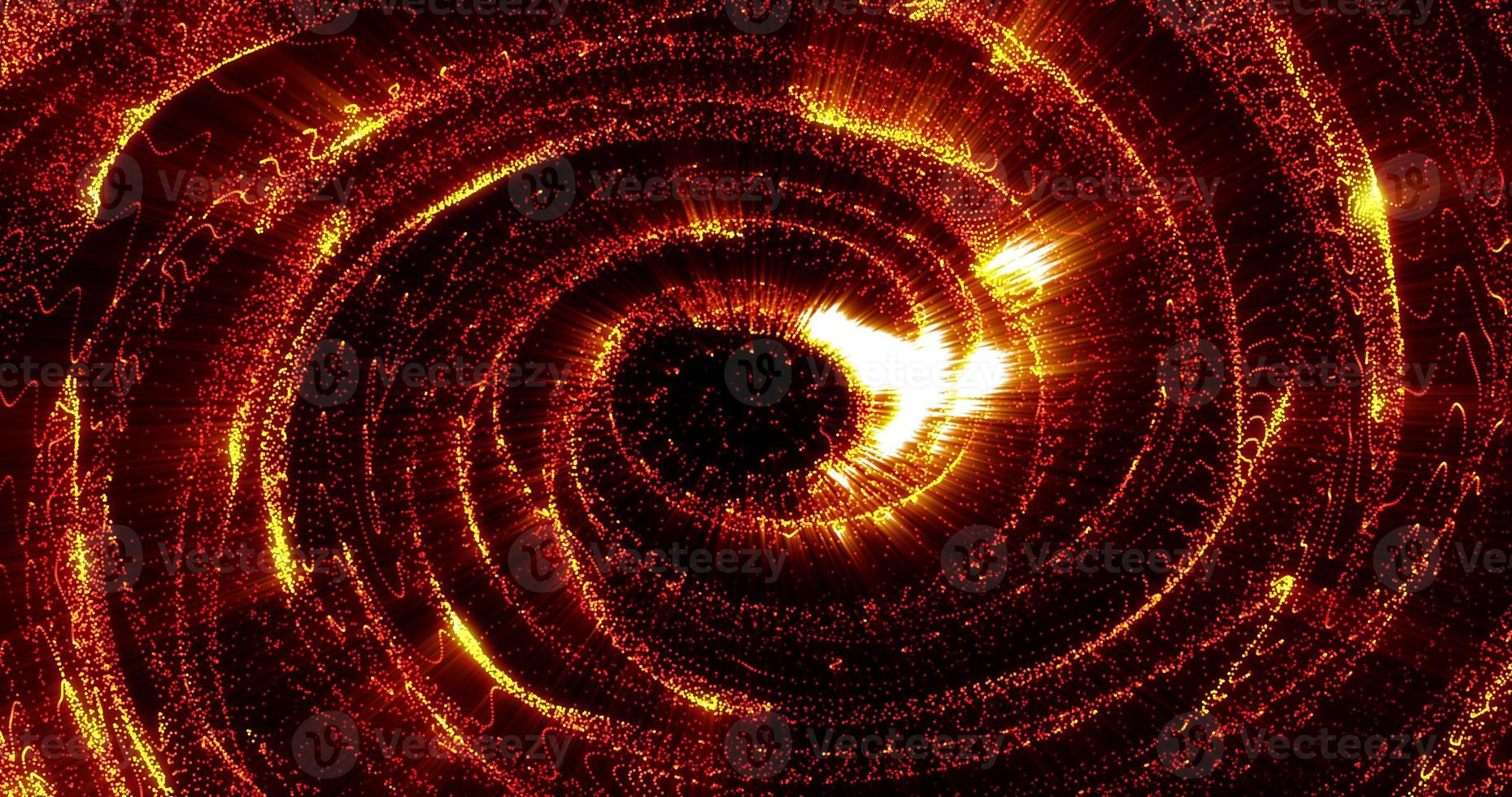 fondo abstracto naranja embudo ardiente remolino túnel espiral sobre ondas brillantes de líneas de neón rayas y puntos futurista de alta tecnología con efecto de brillo, protector de pantalla foto