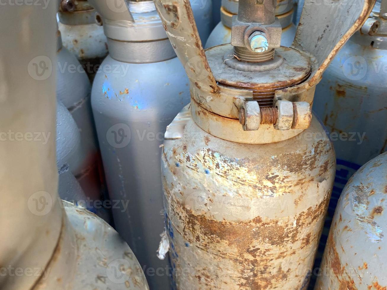 Medical oxygen bottles ready to transport photo