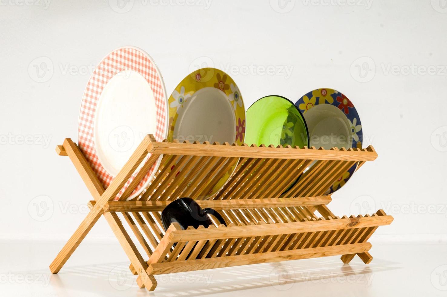 Plates on drying rack photo