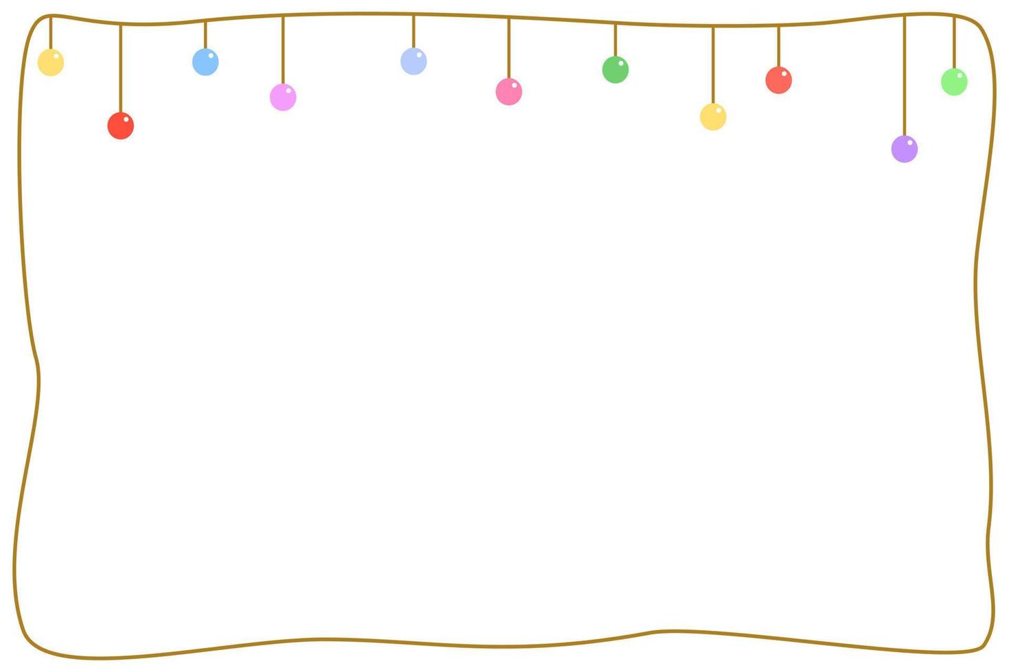 Vector - Colorful round light hanging on brown border or frame. Season greeting, Celebrate, Holiday concept
