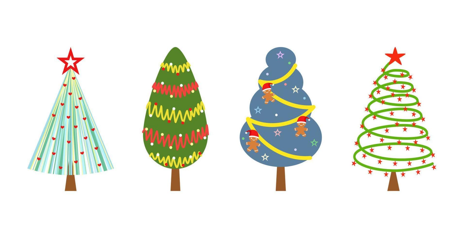 Vector - Collection of Christmas tree. Holiday, New Year, X'mas concept. Can be use for print, label, sticker or decorate any web, card, poster, banner.