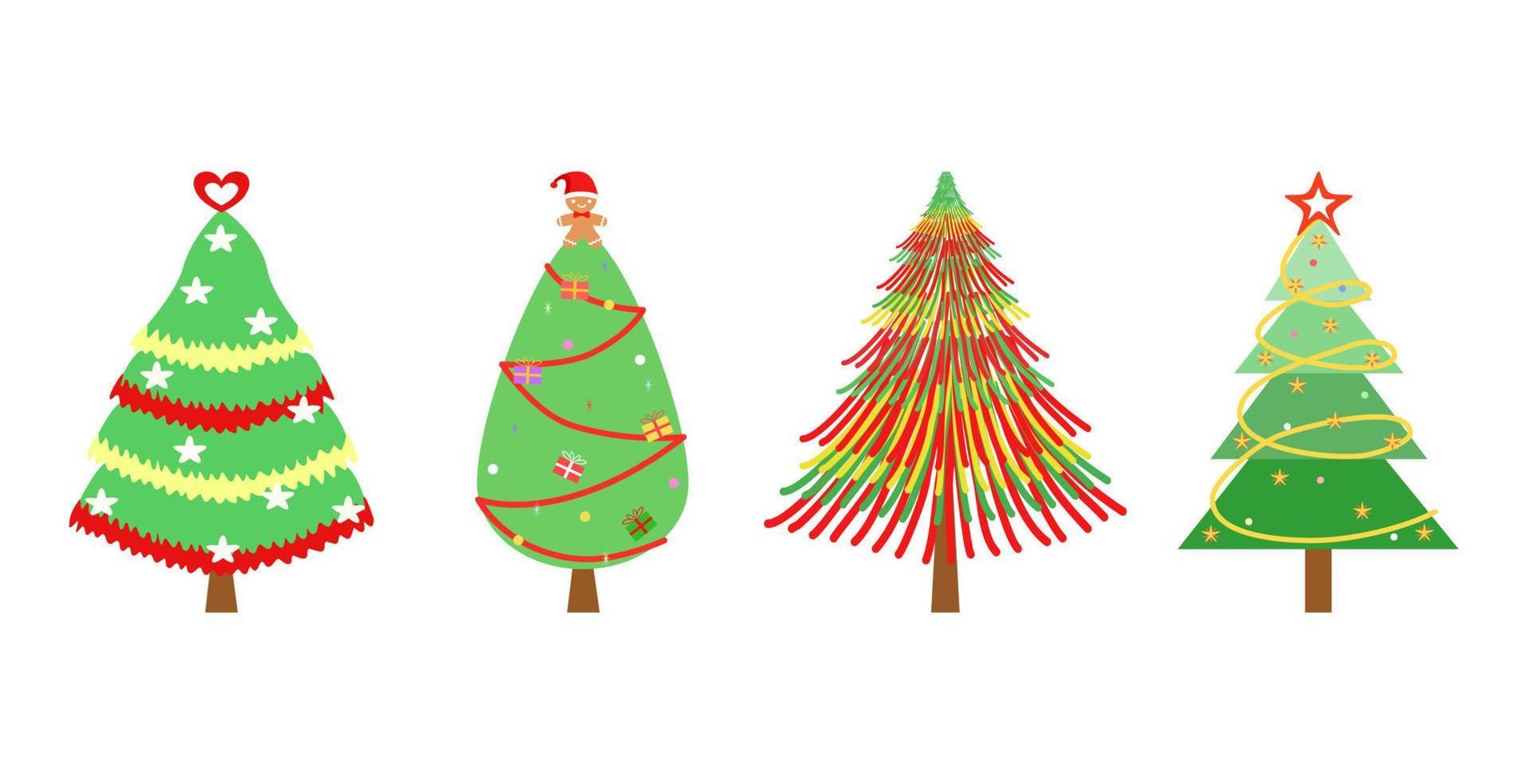 vector - linda colección de árboles de navidad en un diseño diferente. vacaciones, año nuevo, concepto de Navidad. se puede usar para imprimir, etiquetar, etiquetar o decorar cualquier web, tarjeta, afiche, pancarta.