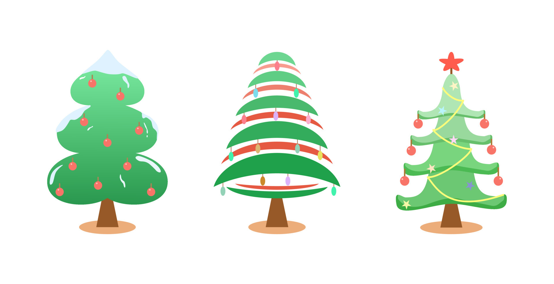 Vector Cute Collection Of Christmas Tree In Different Design Green vector-cute-collection-of-christmas-tree-in-different-design-green