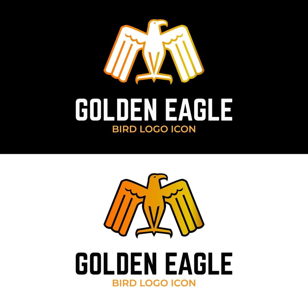 Golden eagle spread wings for simple classic financial and security company logo design vector