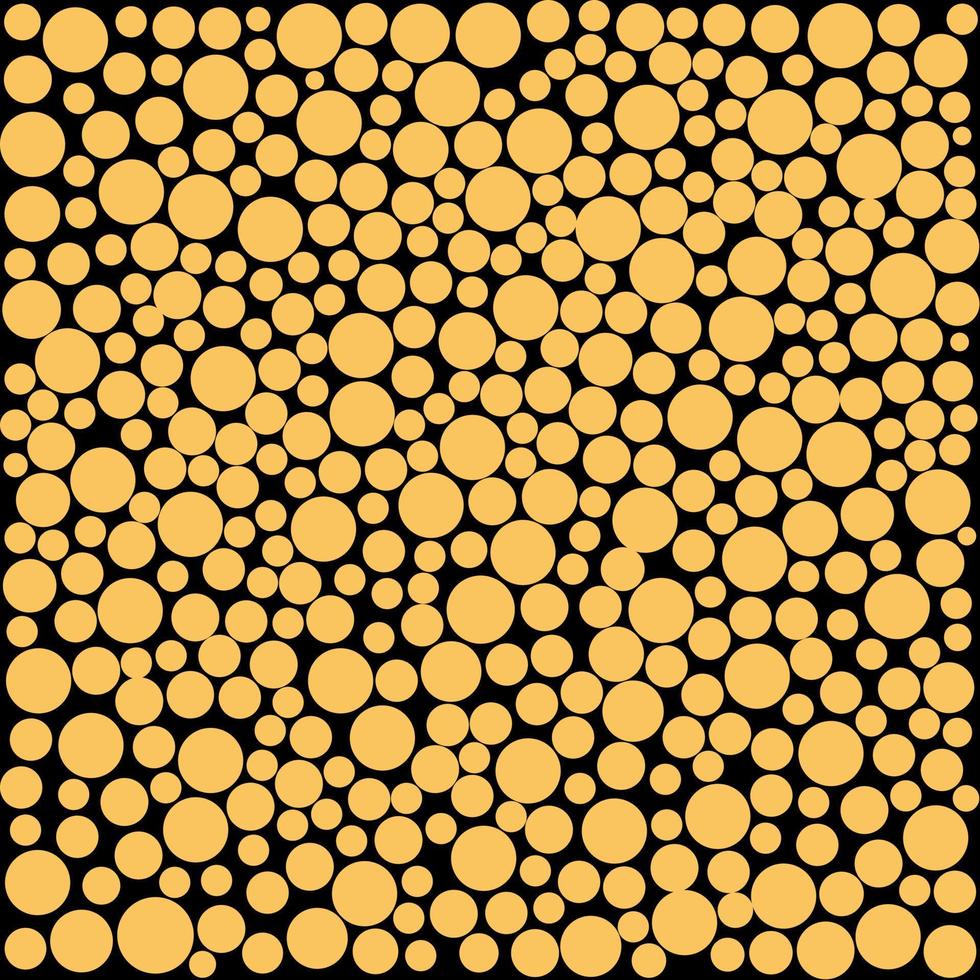Illustration many circle sizes golden color on black background and texture. vector