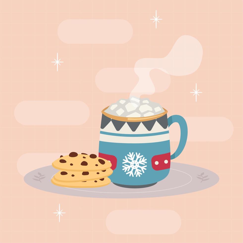 Hot cocoa with cookies asset vector