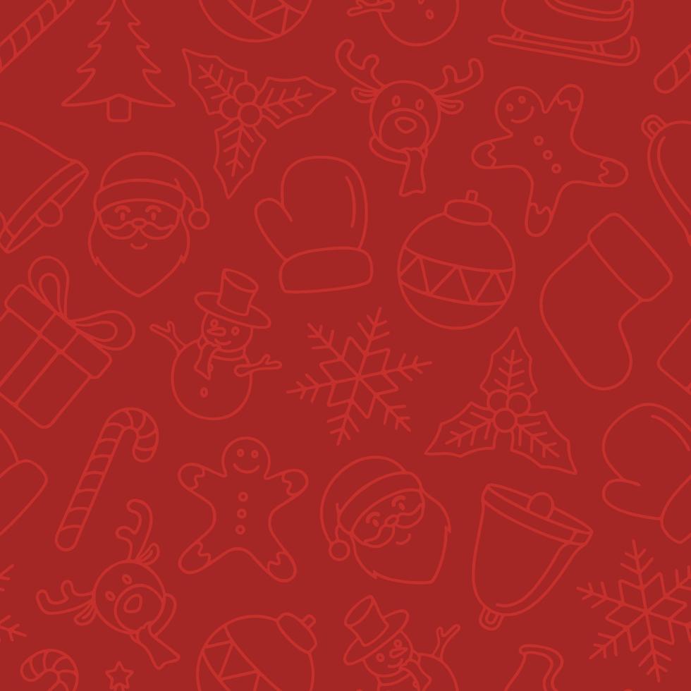 sutil rojo sobre rojo navidad dibujado a mano doodle de patrones sin fisuras vector