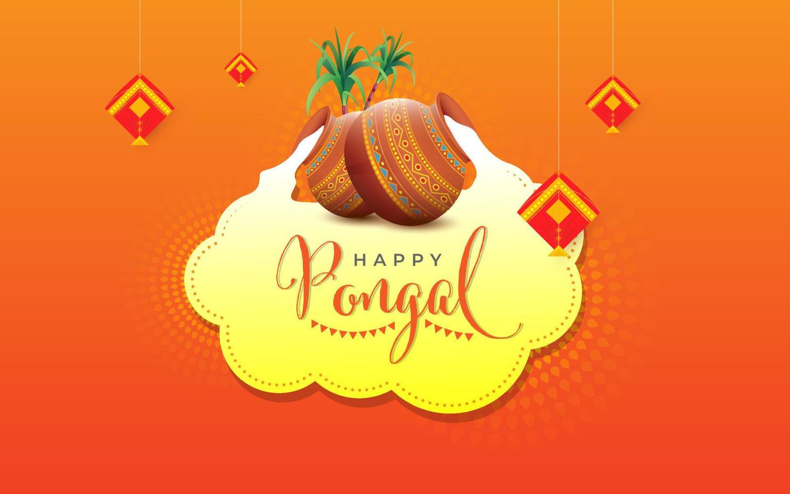Happy Pongal Festival Background Design Template vector