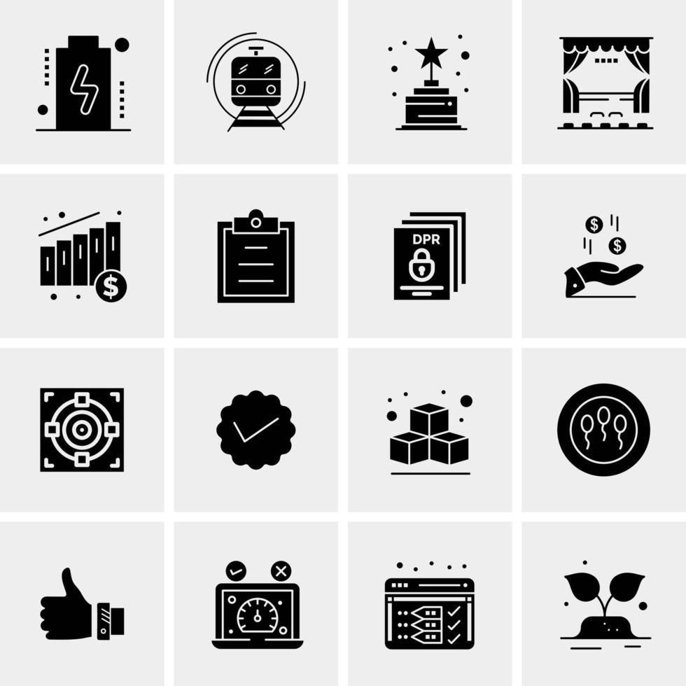 16 iconos de negocios universales vector ilustración de icono creativo para usar en proyectos relacionados con la web y dispositivos móviles