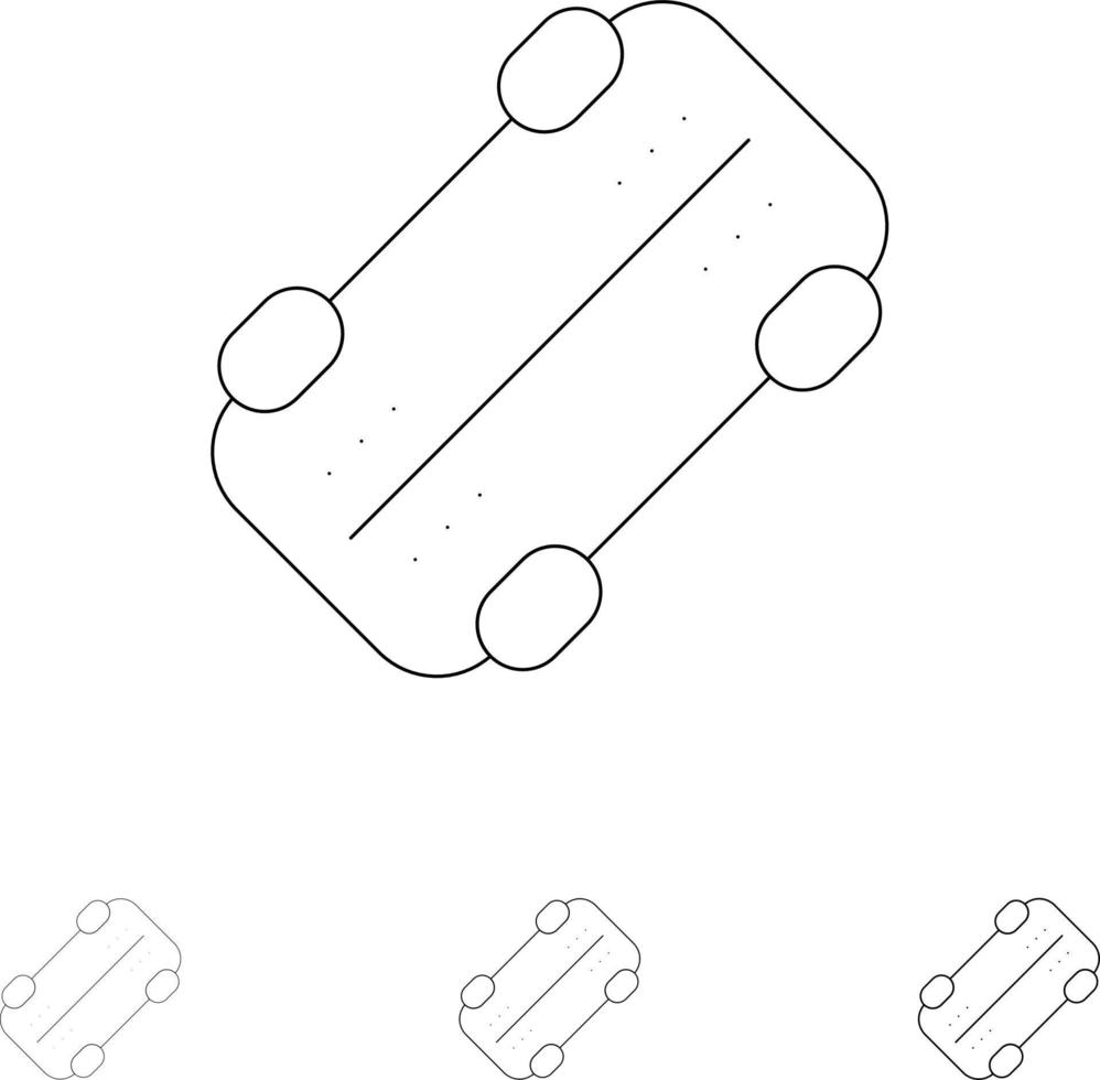 Skate Skateboard Sport Bold and thin black line icon set vector
