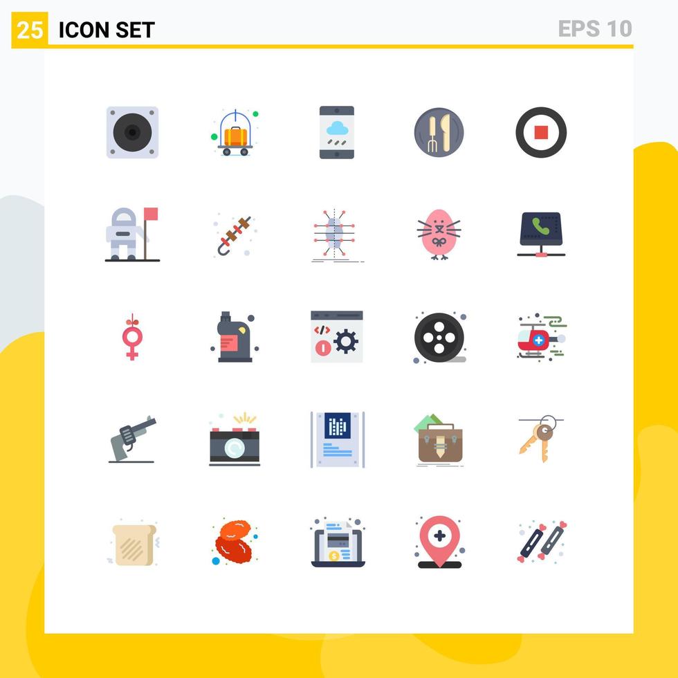 Universal Icon Symbols Group of 25 Modern Flat Colors of user basic cloud plate service Editable Vector Design Elements