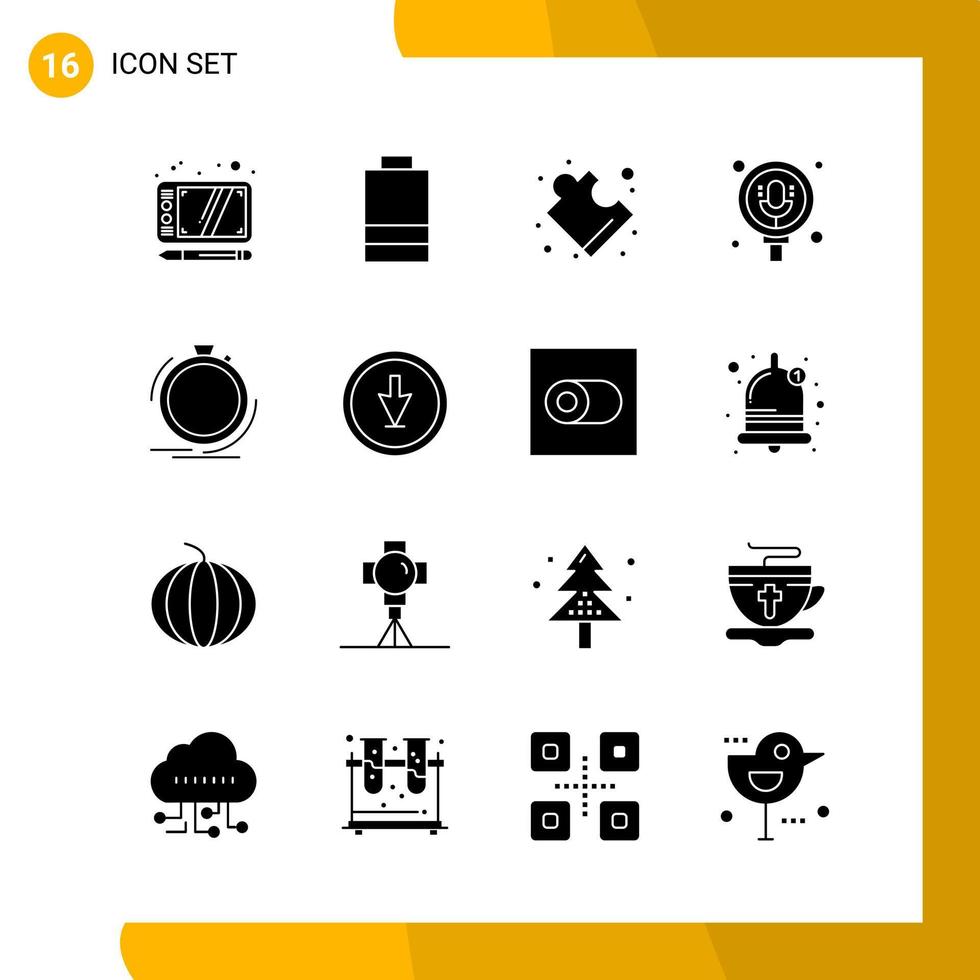 16 Icon Set Solid Style Icon Pack Glyph Symbols isolated on White Backgound for Responsive Website Designing vector