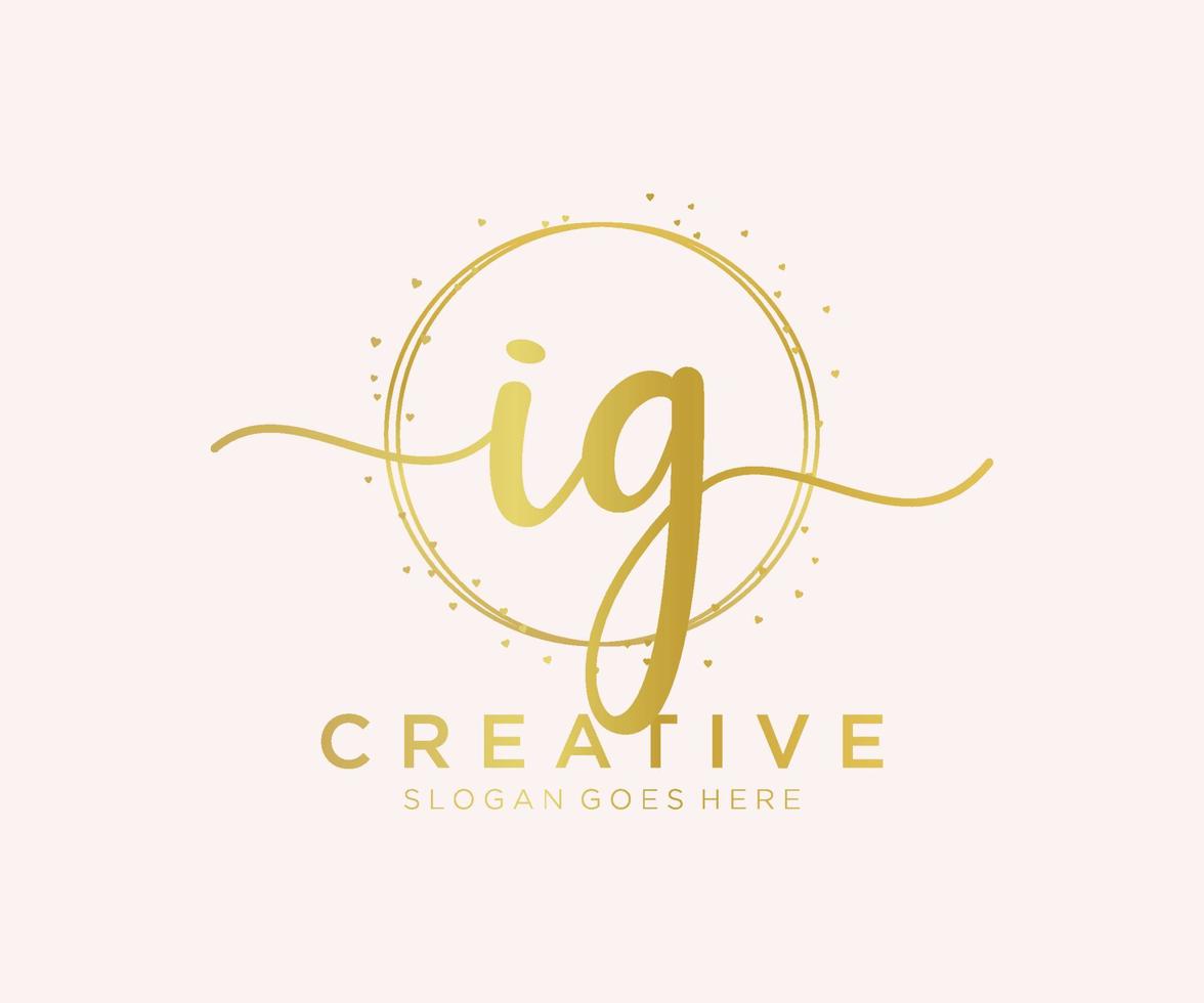 Initial IG feminine logo. Usable for Nature, Salon, Spa, Cosmetic and Beauty Logos. Flat Vector Logo Design Template Element.