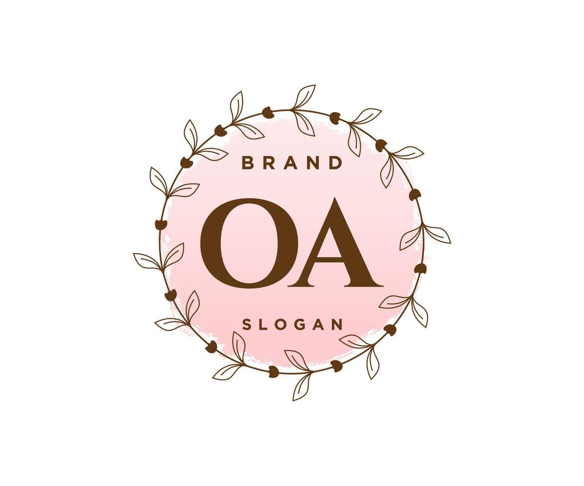 Initial OA feminine logo. Usable for Nature, Salon, Spa, Cosmetic and Beauty Logos. Flat Vector Logo Design Template Element.
