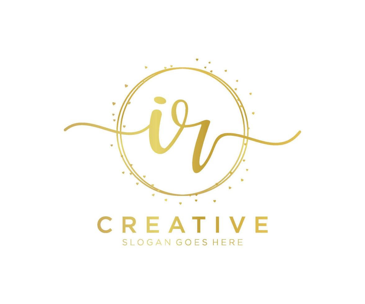 Initial IR feminine logo. Usable for Nature, Salon, Spa, Cosmetic and Beauty Logos. Flat Vector Logo Design Template Element.