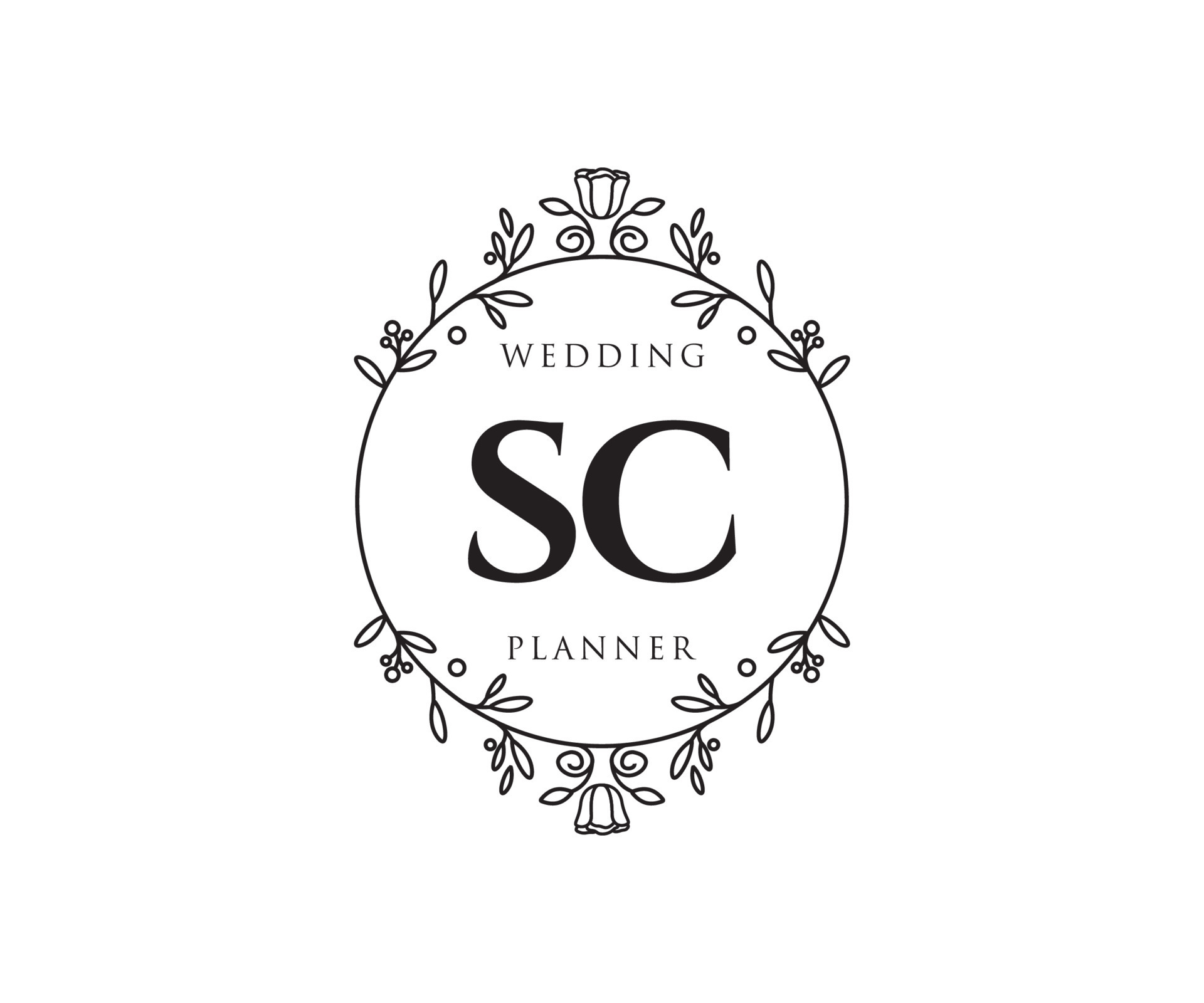 Initial SC Handwriting, Wedding Monogram Logo Design, Modern