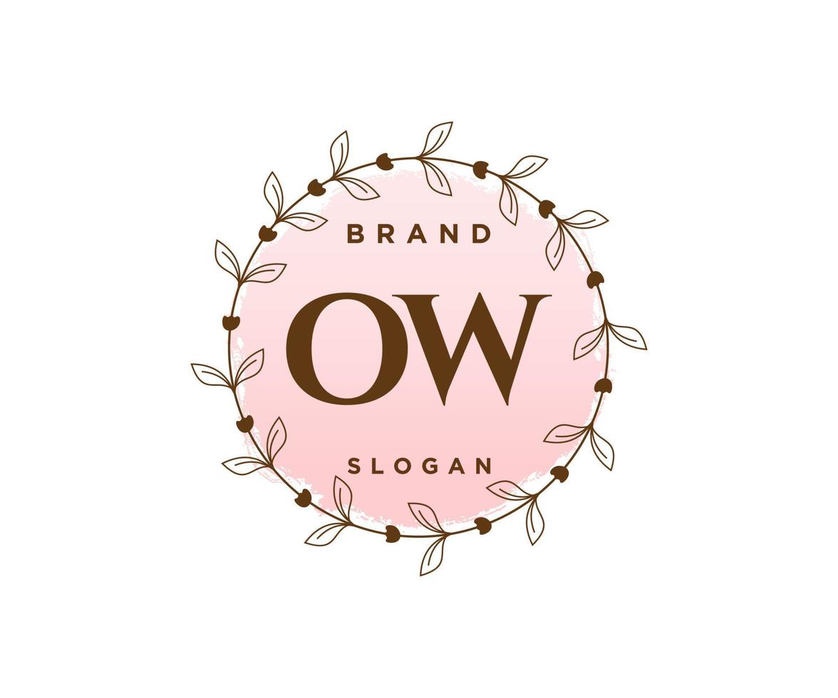 Initial OW feminine logo. Usable for Nature, Salon, Spa, Cosmetic and Beauty Logos. Flat Vector Logo Design Template Element.