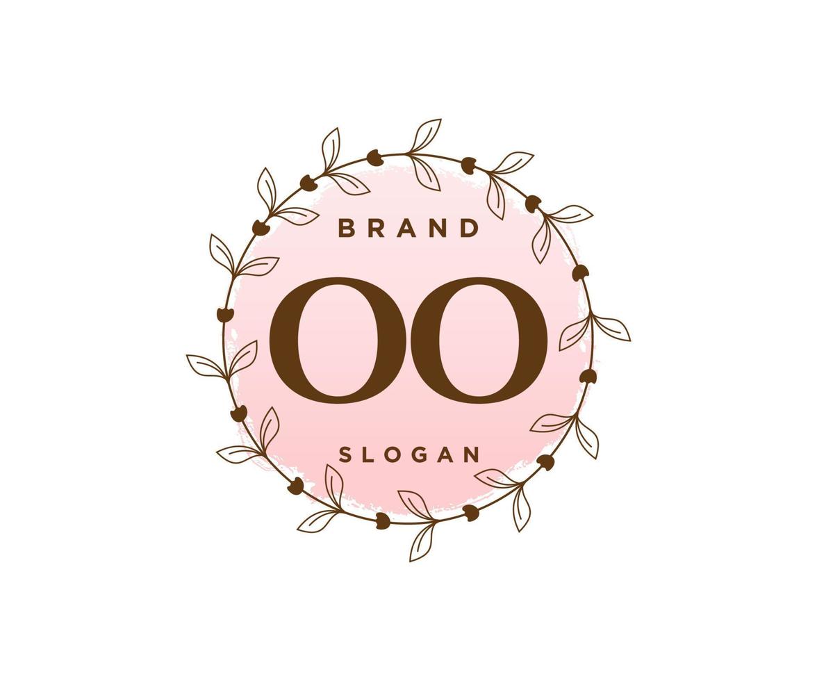 Initial OO feminine logo. Usable for Nature, Salon, Spa, Cosmetic and Beauty Logos. Flat Vector Logo Design Template Element.