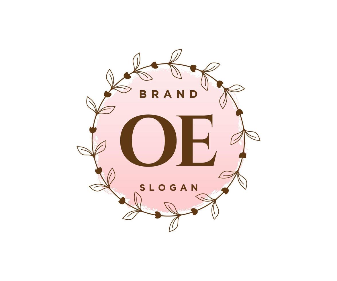 Initial OE feminine logo. Usable for Nature, Salon, Spa, Cosmetic and Beauty Logos. Flat Vector Logo Design Template Element.