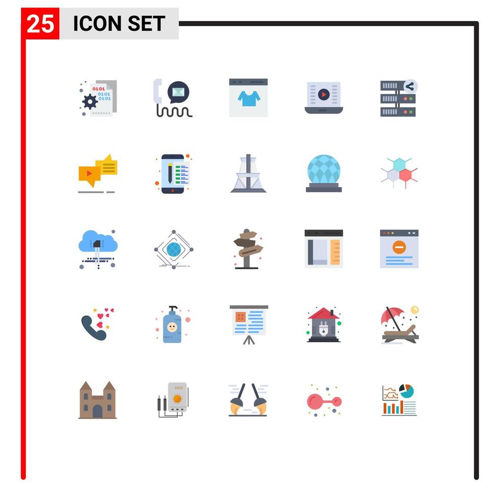 Set of 25 Modern UI Icons Symbols Signs for play button audio play help shopping online Editable Vector Design Elements