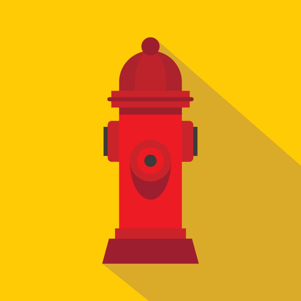 Red fire hydrant icon, flat style vector