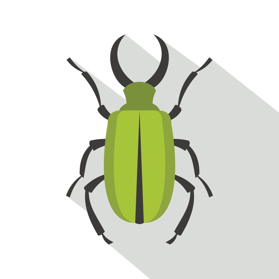 Green bug icon, flat style vector