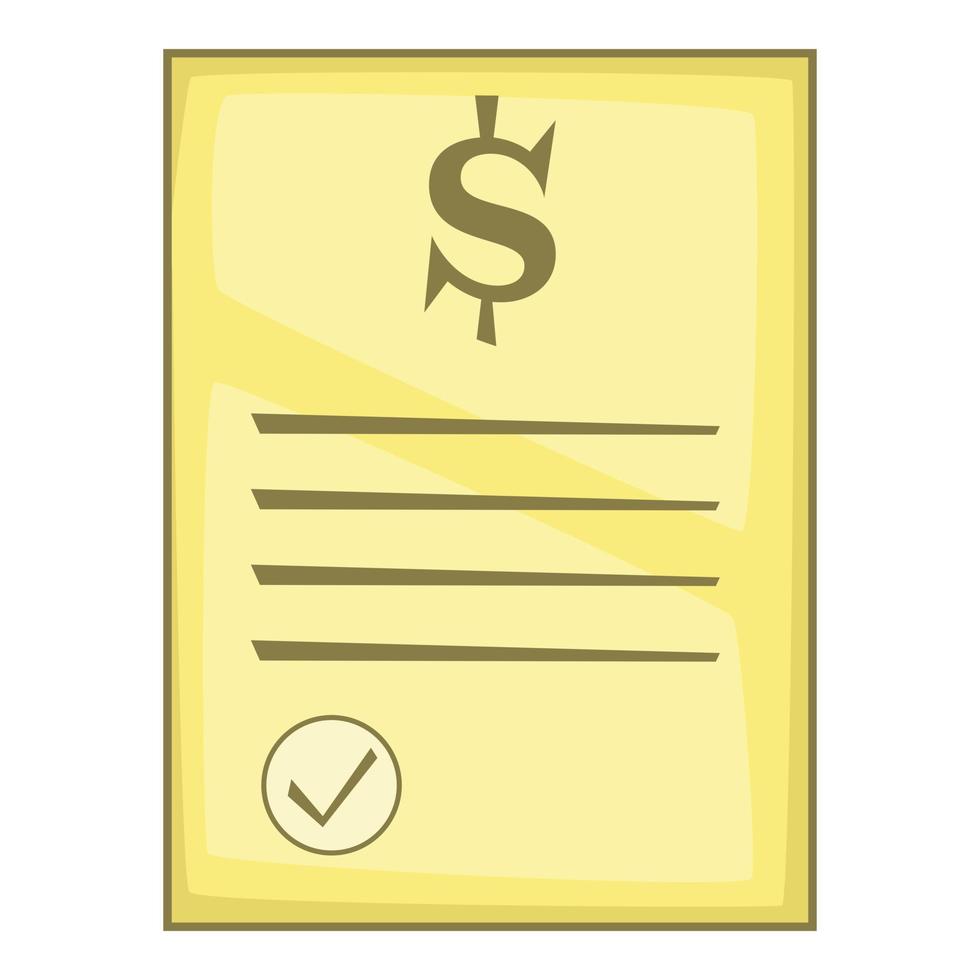 Cheque icon, cartoon style vector