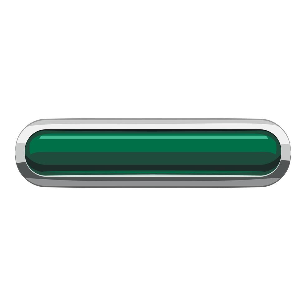 Dark green rectangular button icon, cartoon style vector