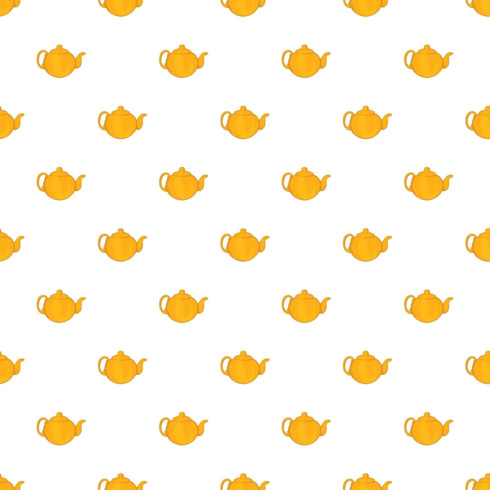 Yellow teapot pattern, cartoon style vector