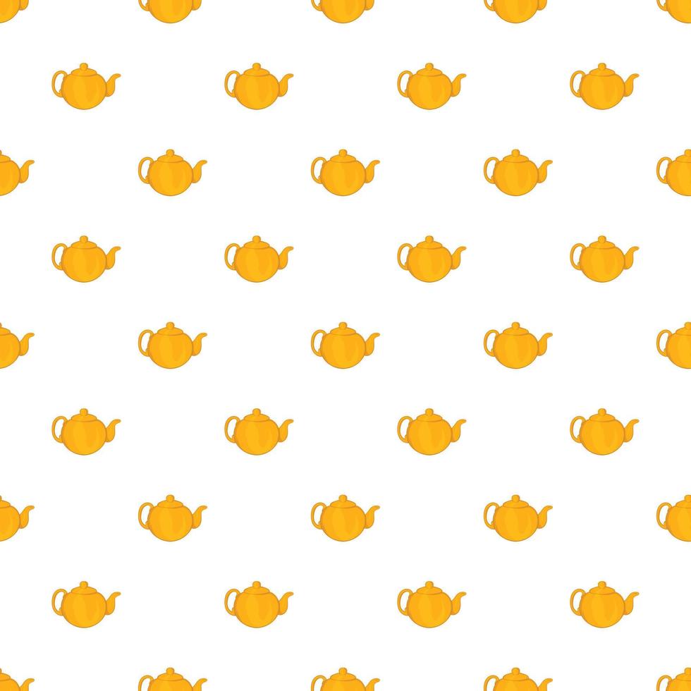 Yellow teapot pattern, cartoon style vector