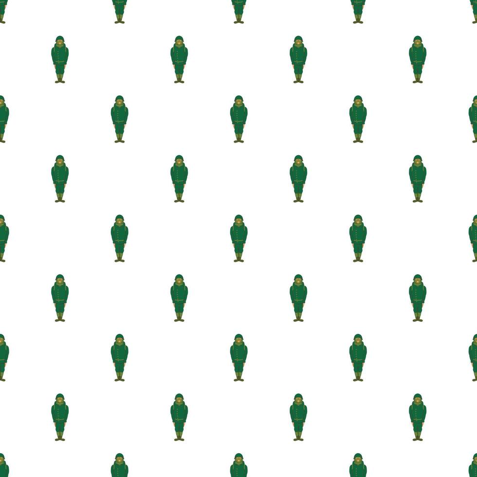Green military uniform pattern, cartoon style vector