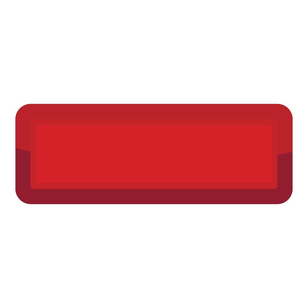 Red rectangle button icon, cartoon style vector