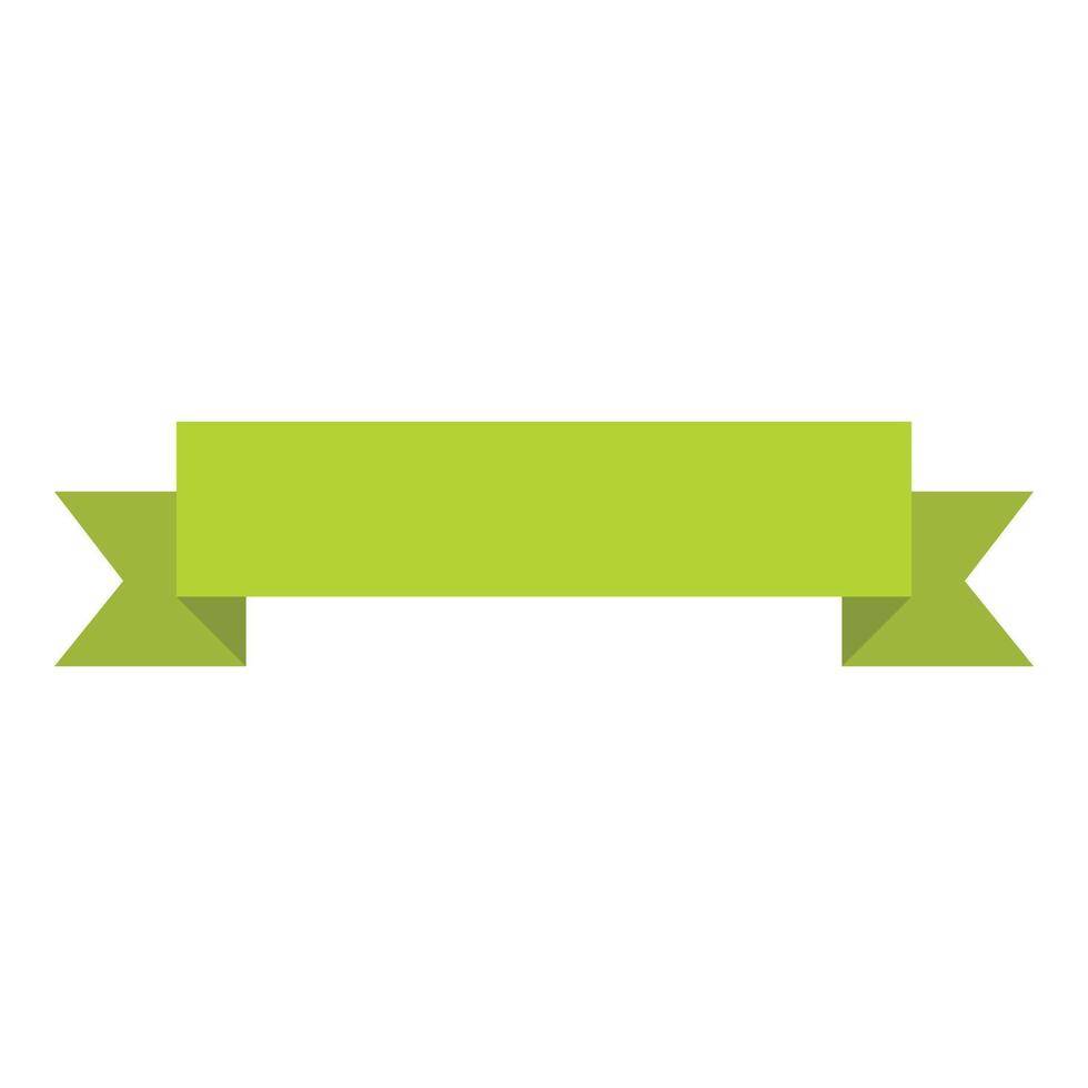 Green ribbon icon, flat style vector