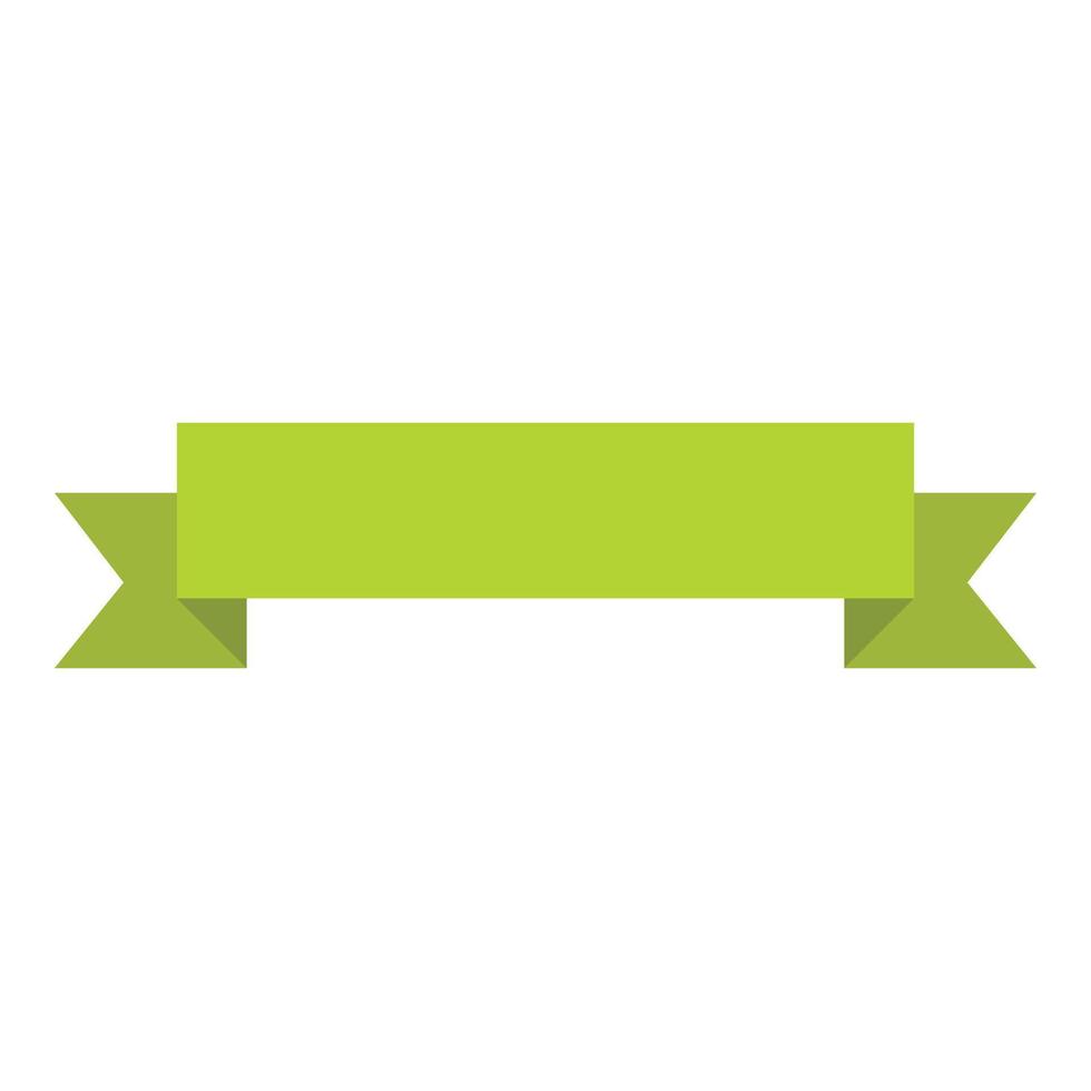 Green ribbon icon, flat style vector