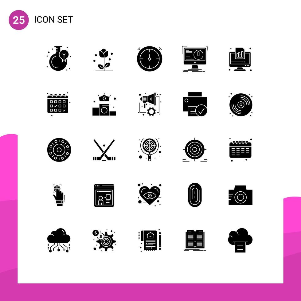 25 Universal Solid Glyphs Set for Web and Mobile Applications diagram virus spring computer antivirus Editable Vector Design Elements