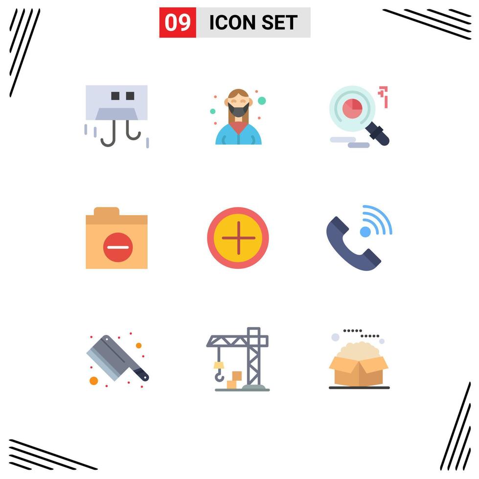 Universal Icon Symbols Group of 9 Modern Flat Colors of interface detail medical negative markiting Editable Vector Design Elements