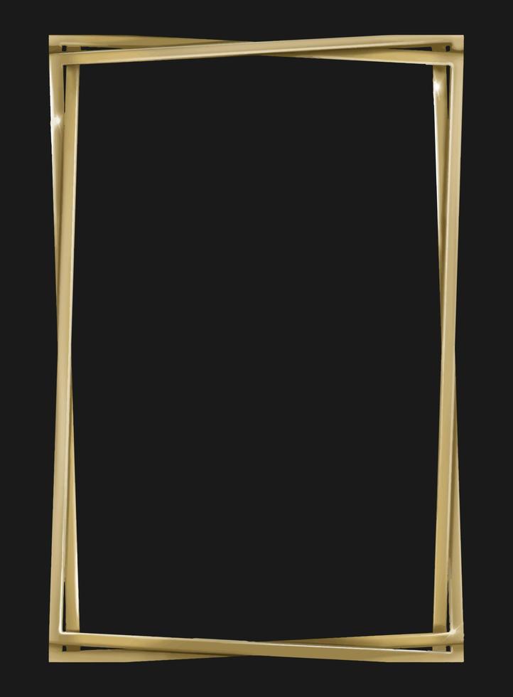 Gold vertical frame. Vector drawing. Made by hand.