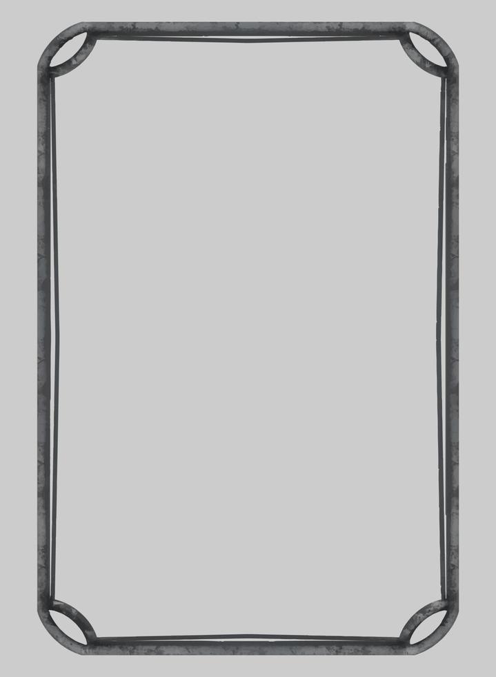 Old metal vertical frame. Vector drawing.  Layout of a framed photo. Vertical modern frame. Blank photo frame a4 isolated on background. Frame for posters and photos. Vector