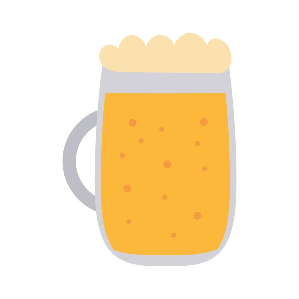 Mug of light beer with foam on white background. Vector isolated image for beer or bar design