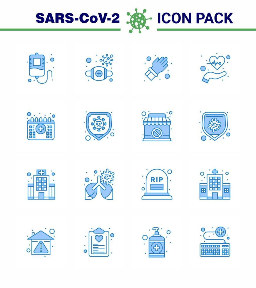 Coronavirus Awareness icon 16 Blue icons icon included appointment life glove health beat viral coronavirus 2019nov disease Vector Design Elements