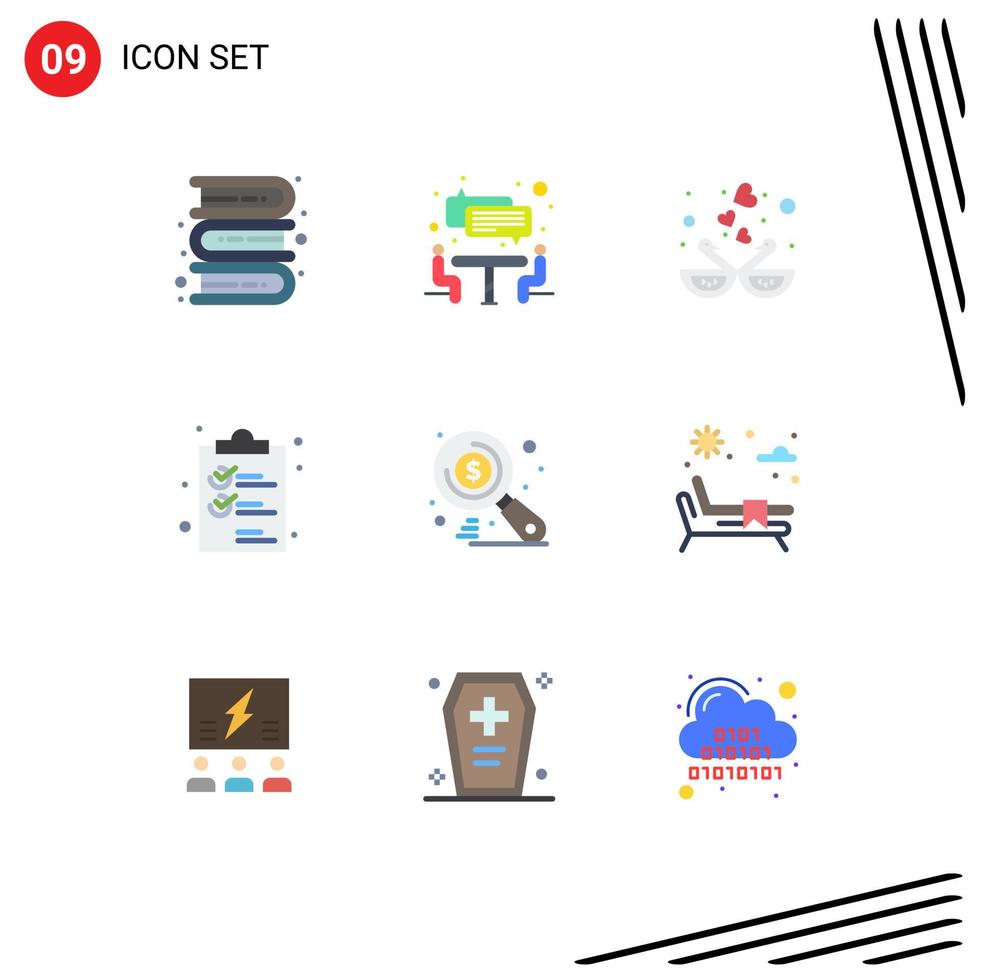 Stock Vector Icon Pack of 9 Line Signs and Symbols for money list bird document clip Editable Vector Design Elements