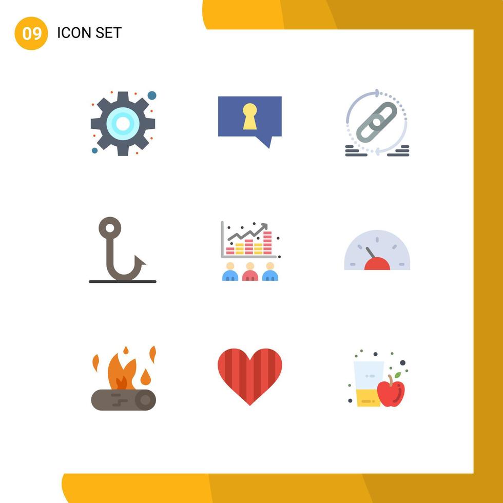 paquete de iconos de vector de stock de 9 signos y símbolos de línea para elementos de diseño de vector editables de pesca de intermediario web de datos de mercado